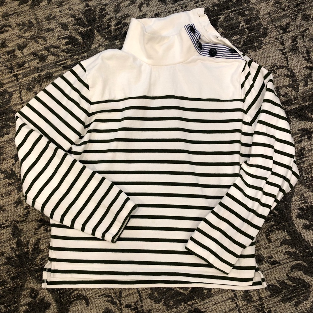 J. Crew Olive Green and White Pullover